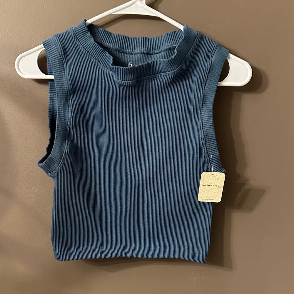 Free People Women’s Ribbed Blue Tank Top